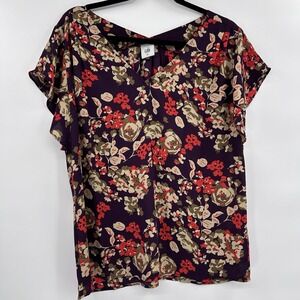Cabi Womens‎ Floral Ala Mode V Neck Blouse Size M Dark Floral Feminine Romantic